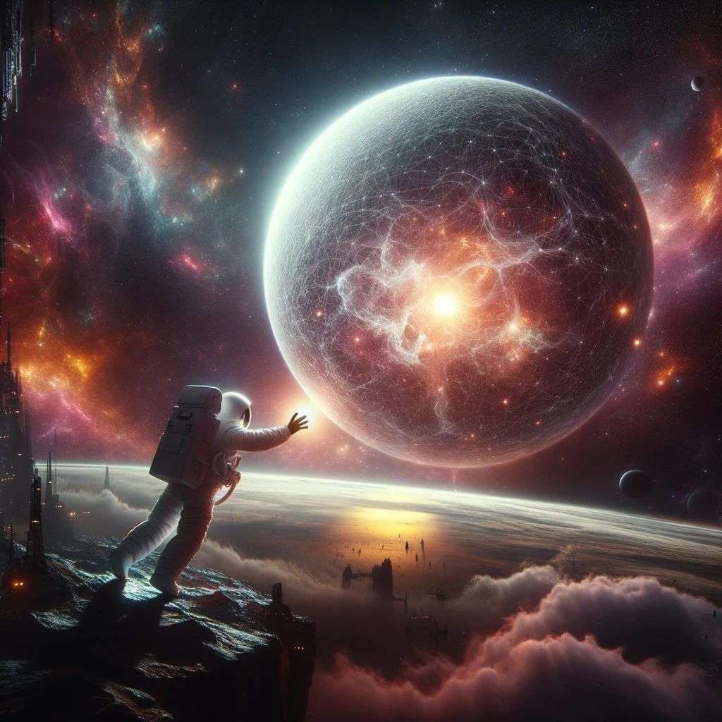 an astronaut, digital art, glowing